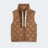 Padded water-repellent nylon canvas gilet, caramel