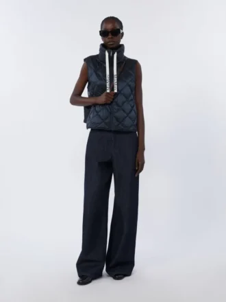 Padded water-repellent nylon canvas gilet, midnightblue