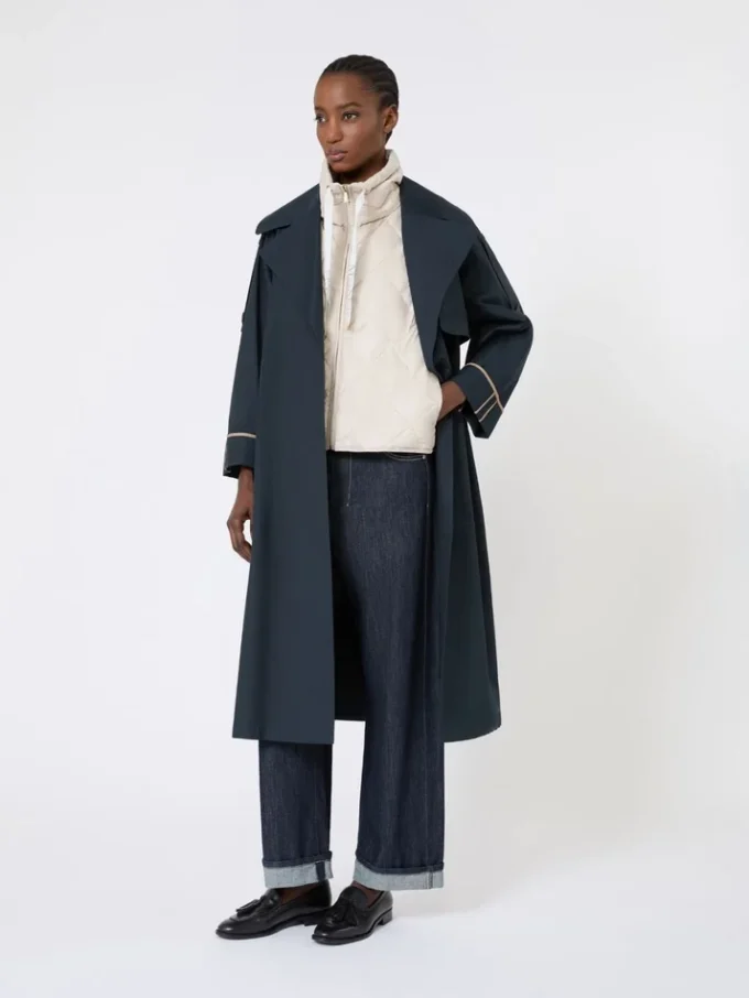 Padded water-repellent nylon canvas gilet, sand