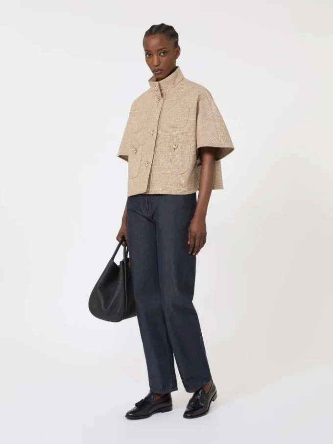 Patterned cotton cloak, tobacco