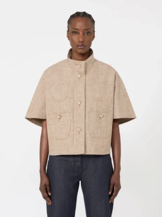 Patterned cotton cloak, tobacco Patterned cotton cloak, tobacco