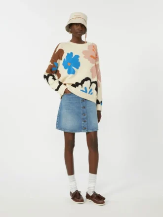 Patterned cotton crew-neck, multicolour