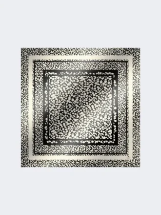 Patterned silk twill foulard, black