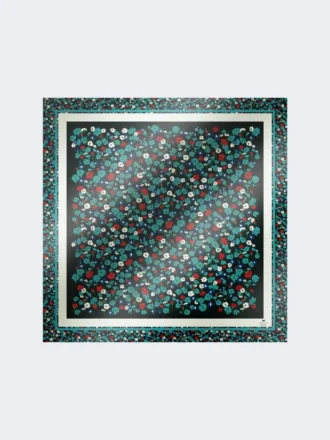 Patterned silk twill foulard, ivory