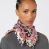 Patterned silk twill foulard, pink