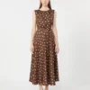 Patterned twill dress, brown Patterned twill dress, brown