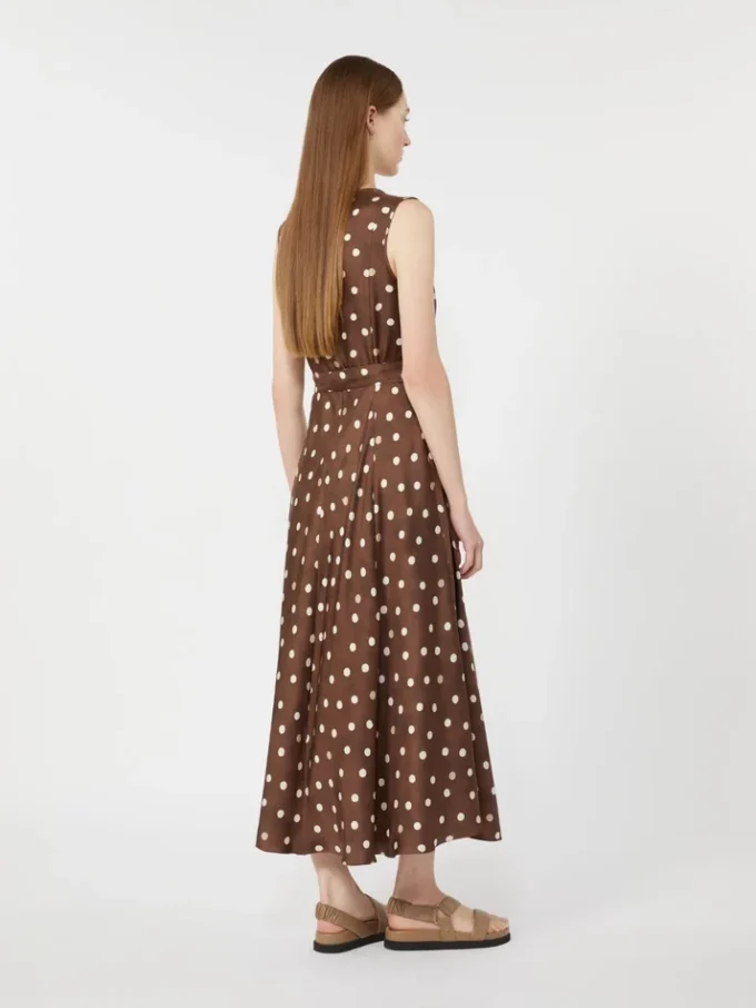 Patterned twill dress, brown Patterned twill dress, brown