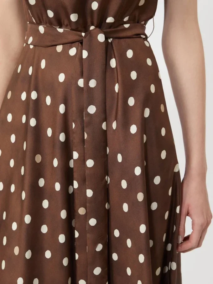 Patterned twill dress, brown Patterned twill dress, brown