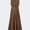 Patterned twill dress, brown Patterned twill dress, brown