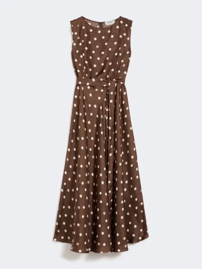 Patterned twill dress, brown Patterned twill dress, brown