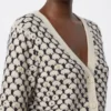 Patterned wool and cashmere cardigan, beige