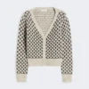 Patterned wool and cashmere cardigan, beige