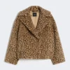 Patterned wool-blend pea coat, camel Patterned wool-blend pea coat, camel