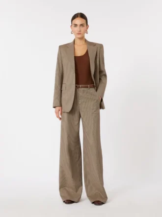 Patterned wool wide-leg trousers, caramel