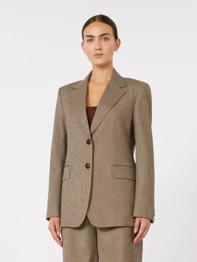 Patterned wool twill blazer, caramel