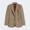 Patterned wool twill blazer, caramel