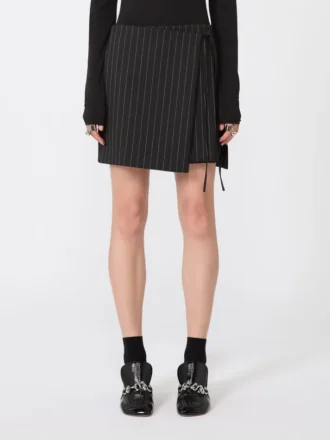 Pinstripe gabardine mini skirt, black Pinstripe gabardine mini skirt, black