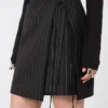 Pinstripe gabardine mini skirt, black