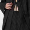 Pinstripe gabardine tailored blazer, black