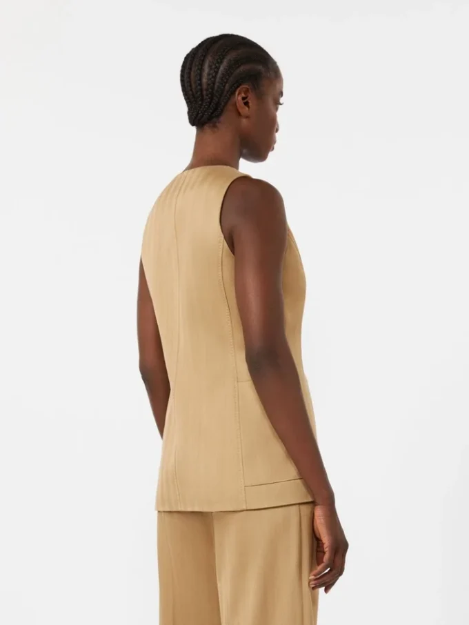 Pinstripe jacquard jersey gilet, desert