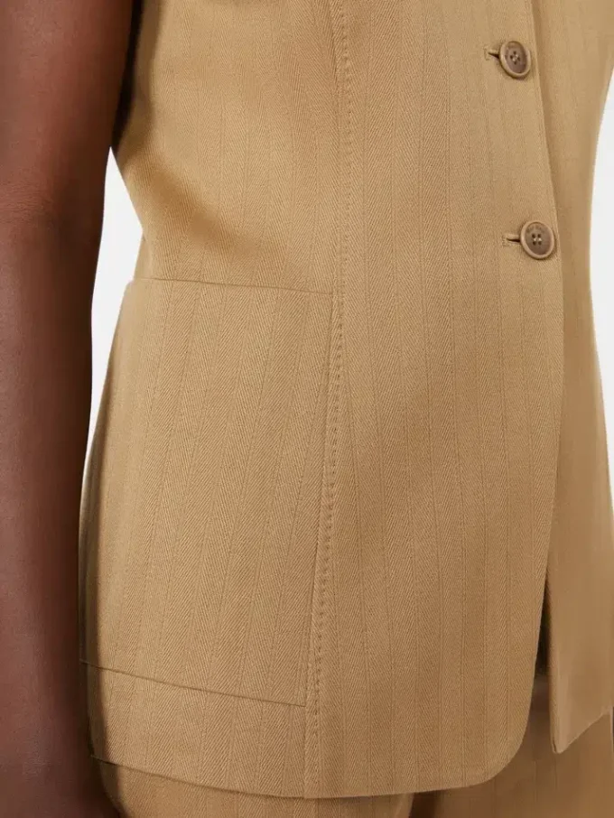 Pinstripe jacquard jersey gilet, desert