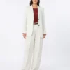 Pinstripe linen blazer, natural