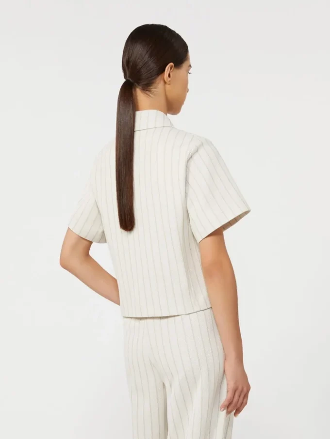 Pinstripe piqua jersey jacket, white