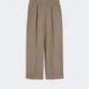 Pinstripe wool trousers, hazelnut brown