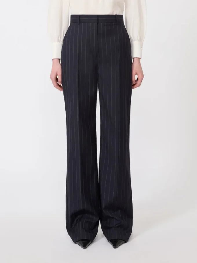 Pinstripe wool trousers, navy Pinstripe wool trousers, navy