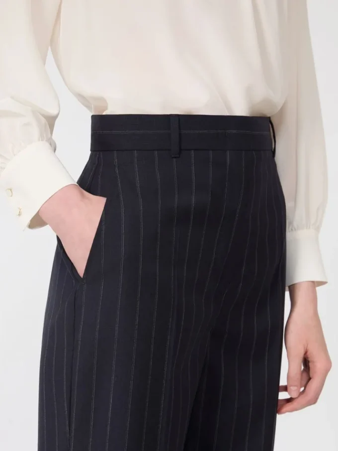 Pinstripe wool trousers, navy Pinstripe wool trousers, navy