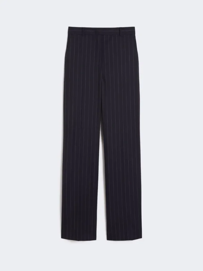 Pinstripe wool trousers, navy Pinstripe wool trousers, navy