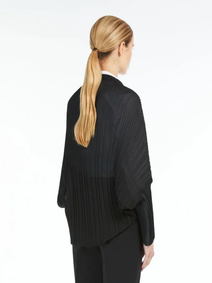 Pleated fabric shrug, black