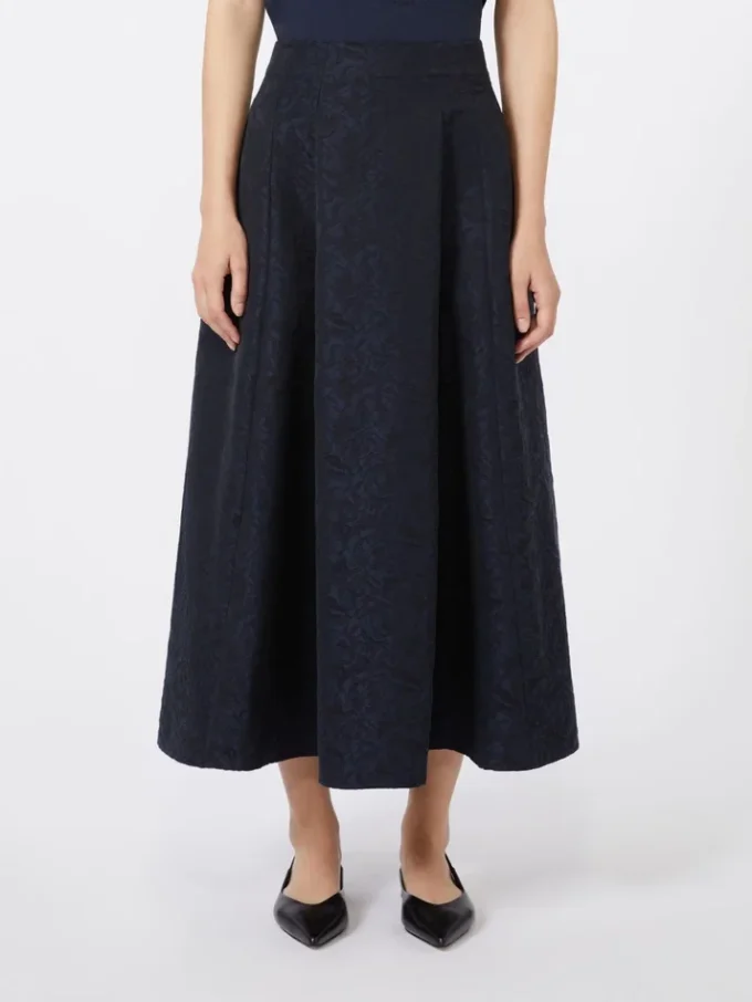 Pleated jacquard skirt, midnightblue