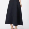 Pleated jacquard skirt, midnightblue