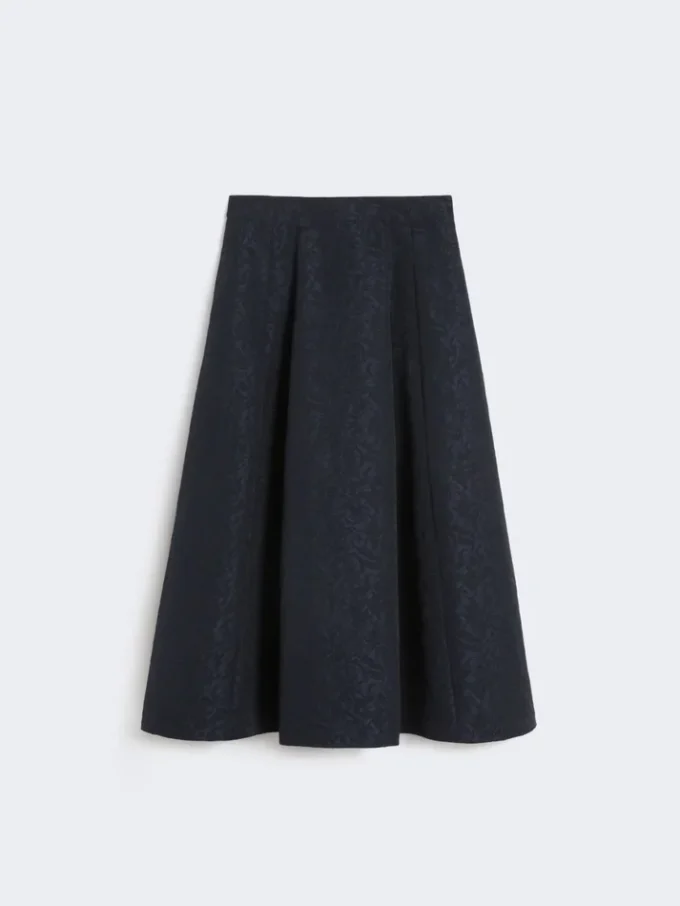Pleated jacquard skirt, midnightblue