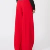 Pleated stretch wool trousers, red