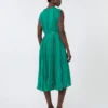 Plissa-pleated chiffon dress, green