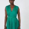 Plissa-pleated chiffon dress, green
