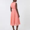 Plissa-pleated chiffon dress, pink