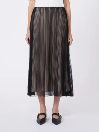 Plissa-pleated tulle skirt, black