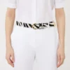 Pony hair-look printed leather belt, white