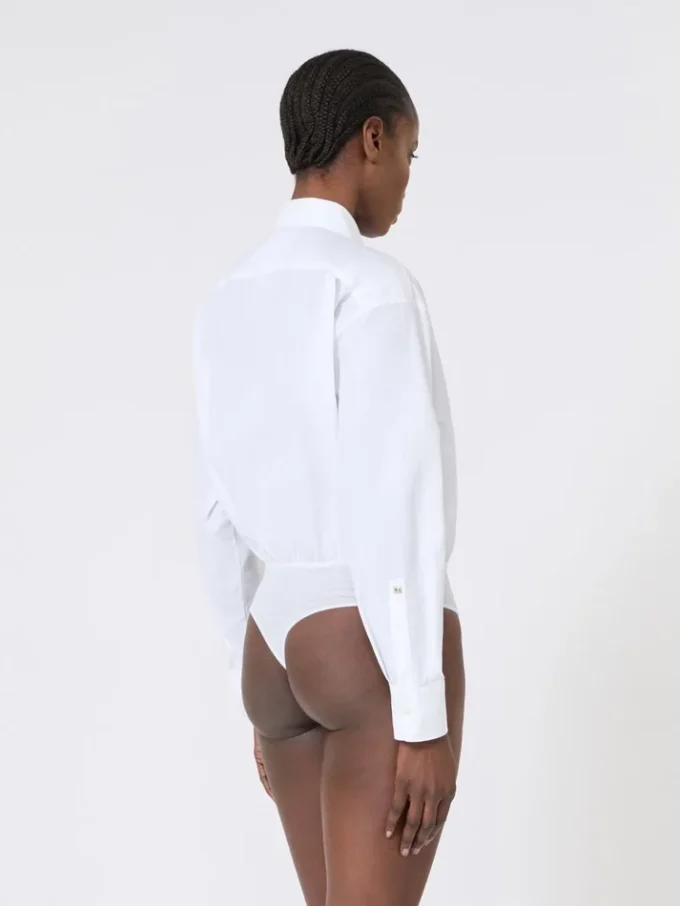 Poplin shirt bodysuit, optical white