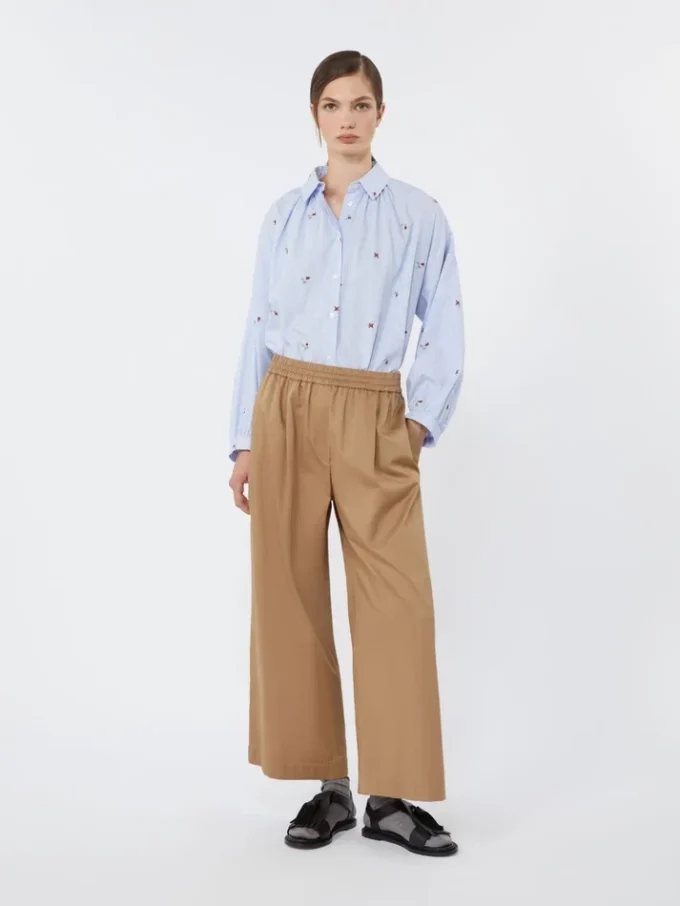 Poplin shirt with embroidery, light blue