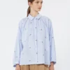 Poplin shirt with embroidery, light blue