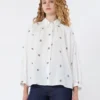 Poplin shirt with embroidery, white