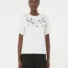 Print and embroidery-adorned jersey t-shirt, white