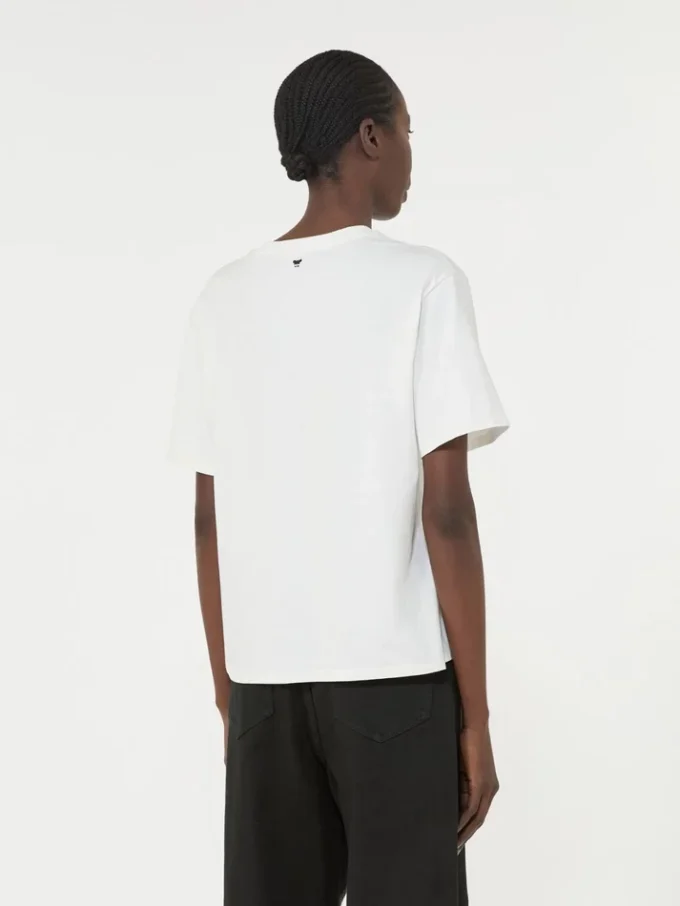 Print and embroidery-adorned jersey t-shirt, white