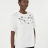 Print and embroidery-adorned jersey t-shirt, white