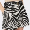 Printed cotton and linen shorts, black