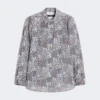Printed cotton voile shirt, navy